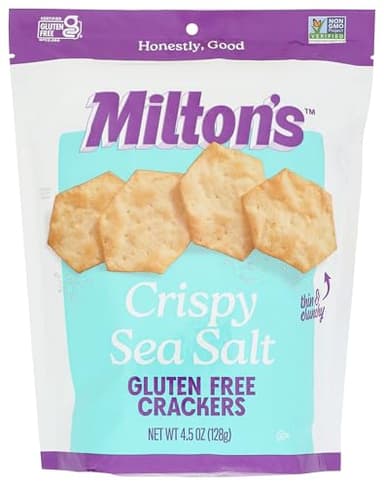 Milton's Gluten Free Crackers, Crispy Sea Salt - Non-GMO Project Verified, Kosher, Certified Gluten Free Snack, 5 Grains In Every Bite - 4.5 Oz
