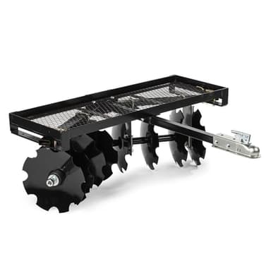 Titan Attachments 4 FT Tow-Behind Notched Disc Harrow Plow Attachment for 2" Towball Hitch ATV and UTV, 14" Concave Discs for Tilling, Loosening/Lifting Soil, Braking Up Weeks, Roots, Crop Debris