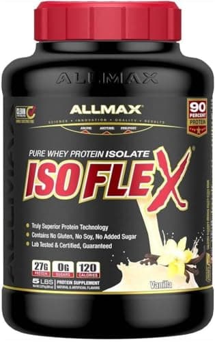 ALLMAX ISOFLEX Whey Protein Isolate, Vanilla - 2 lb - 27 Grams of Protein Per Scoop - Zero Fat & Sugar - 99% Lactose Free - Gluten Free & Soy Free - Approx. 30 Servings