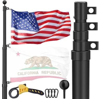 Telescoping Flag Pole for Outside House, 20 FT Heavy Duty 45K PSI & 95 HBW Hard Aerospace Aluminum Flagpole Kit, Unbending Telescopic Outdoor In-Ground Flag Poles with 3x5 American Flag for Yard
