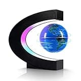 Flagest Magnetic Levitation Floating Globe, Levitating C Shape Globe with LED Lights for Education Home Office Desk Bookshelf Decor, Holiday Anniversary Creative Item(3.3 Inches)