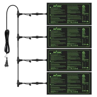 BN-LINK Seedling Heat Mat for Seed Starting 10" x 20.75", 4 Pack Daisy Chainable Waterproof Warming Mat Plant Heating Pad for Seed Germination, Indoor Growing, Hydroponic, Greenhouse, ETL Listed