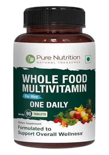 Pure Nutrition Whole Food Multivitamins for Men | 90 Tabs | One-A-Day | 100% RDA | 24 Natural Vitamins and Minerals | All Natural Plant Based Men's Multivitamin | 3 Months Supply
