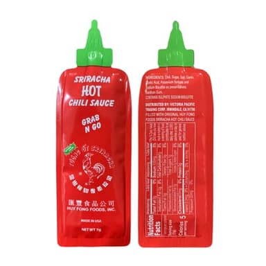Generic Grab N Go Huy Fong Sriracha Packets | Pack of 25 or 50 | Filled With Original Sriracha Hot Chili Sauce | Individual Portion | Single Serve Packet | Variety Packs | Bundles (50 Pack)