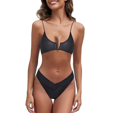 CRNTCEM Tan Through Bikini for Women Tummy Control Teddy Mesh Tan Through Sexy Swimsuit High Cut V-Wire 2 Piece Underwire Bathing Suits