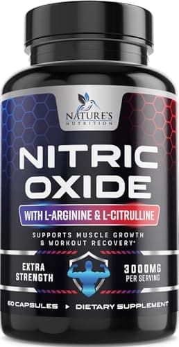 Nitric Oxide Booster Extra Strength 3000mg - 3X Strength L-Arginine & Citrulline, Best Nitric Oxide Supplements for Men, Supports Muscle, Heart Health, Energy Supplement, Bottled in USA, 60 Capsules