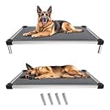 FXW TitanNest Chew-Proof Elevated Dog Bed, Padded Cot for Indoor/Outdoor/Camping Use, Durable & Washable Pet Bed for Medium and Large Dogs, 50-Inch, Grey