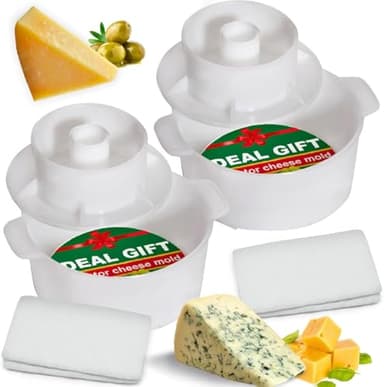 2 pcs Cheese Mold with a Follower Piston and Cheesecloth – Cheese Making Kit - Cheesemaking Supplies – Cheese Form Mold - Cheese Making Basket - Cotton Cloth For Straining - Molde Para Queso