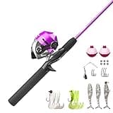 Zebco 202 Spincast Reel and Fishing Rod Combo, 5-Foot 6-Inch 2-Piece Fishing Pole, Size 30 Reel, Right-Hand Retrieve, Pre-Spooled with 10-Pound Zebco Line, Includes 27-Piece Tackle Kit, Pink