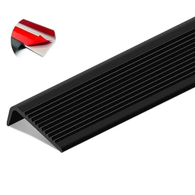 Stair Nosing 48inch Anti-Slip Stair Edge Protector Stair Nose Molding Trim Vinyl Rubber,Waterproof Self Adhesive Stair Edging Staircases for Outdoor & Indoor Black