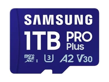 Samsung PRO Plus microSD Memory Card + Adapter, 1TB MicroSDXC, Up to 180 MB/s, Full HD & 4K UHD, UHS-I, C10, U3, V30, A2 for Android Phones, Tablets, GoPRO, DJI Drone, MB-MD1T0SA/AM, 2024