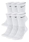 Nike Unisex Cotton Cushioned Crew Socks (6 Pairs) (White/Black, m)
