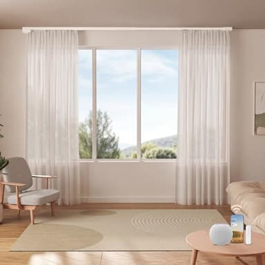Remac M1 No-Cut Telescopic Motorized Curtain Track, Apple Home Certified Matter Smart Curtain System, Works with HomeKit Alexa Google Siri, Ceiling/Wall Mount for Bedroom Living Room 66"-114"