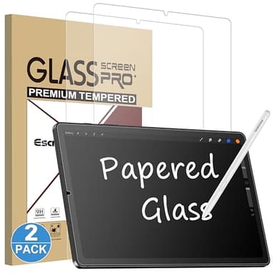 Esanik 2 Pack Like Paper Glass Screen Protector for Samsung Galaxy Tab S6 Lite 10.4 Inch (2024/2022/2020) 9H Tempered Glass Film, Writing Like on Paper, Anti Glare