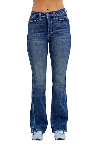 Judy Blue Womens Jeans - High Waisted Tummy Control Bootcut (Multiple Inseam Options) (9, Dark Blue)