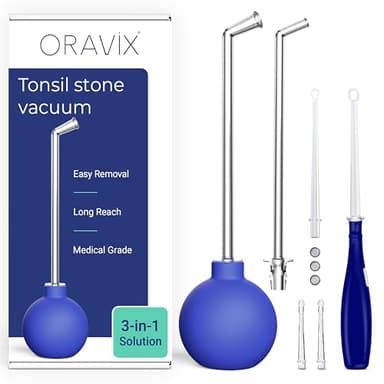 Oravix Tonsil Stone Vacuum, Tonsil Stone Remover Vacuum Suction, Tonsil Stone Cupping Tool, Tonsil Stone Removal Tool with Suction, Tonsil Stones Removal Vacuum, Tonsil Stone Extractor - 3 in 1 Kit
