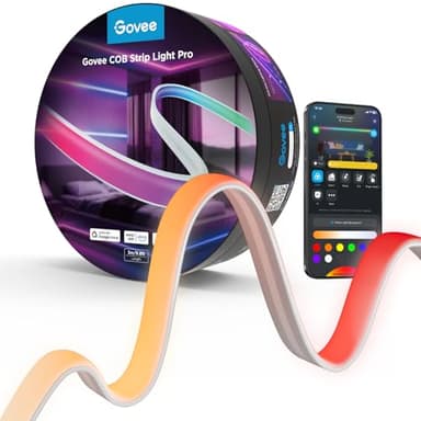 Govee COB LED Strip Light Pro, LED Lights for Bedroom Compatible with Alexa, Google Assistant and Matter, RGBICW Light with Warm White, Smart Strip Light, LED Lights for Bedroom, Color Changing, 9.8ft