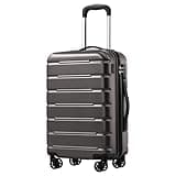 Coolife Luggage Suitcase Carry-on Spinner TSA Lock USB Port Expandable (only 28’’) Lightweight Hardside Luggage (Gray, S(20in_carry on))