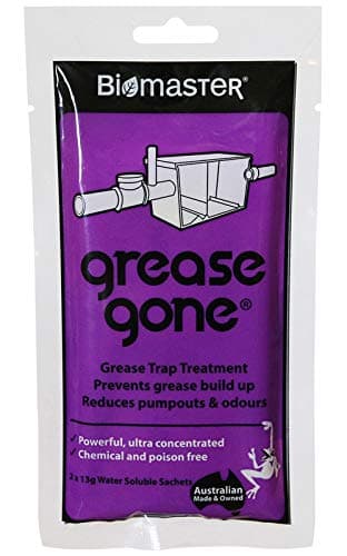 Biomaster Grease Gone Grease Trap Cleaner Treatment, Turns Fat, Oil and Grease to Water, Reduces Odors and Pump-Outs (2 Sachets)