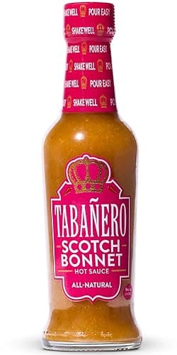 Tabañero Scotch Bonnet Pepper Hot Sauce, 5 oz Bottle, All-Natural Gourmet Heat, Perfect for Tacos, Wings, Eggs, Gluten-Free, Vegan, Kosher, USA Made,