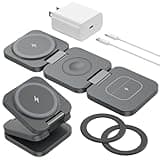 Foldable 3 in 1 Wireless Charging Station for Samsung, KU XIU X55 Ultra Magnetic Travel Charger Stand for Galaxy S24 Ultra S23 S22 Note 20 Z Fold Flip 6 5, Galaxy Watch Ultra 7 6 5, Galaxy Buds, Gray