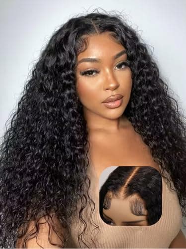 UNICE Bye Bye Knots Glueless Wig Pre Plucked Pre Cut Water Wave 7x5 Lace Front Wigs Human Hair Wet and Wavy Put on and Go Glueless Human Hair Wig 150% Density 16 inch