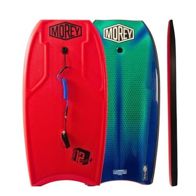 MOREY® Boogie Board. Mach 12 MDS, 42.5" Bodyboard. Dynamic Speed Body Board for Beach, Laminated, Embedded Fiberglass Stringer, with Coil Leash. Re-Engineered 2026 Model