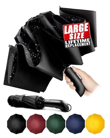 Chakipee Travel Inverted Umbrella Compact Windproof- Automatic reverse Umbrellas for Rain - Folding Portable 48inch Span, 10 Ribs Large Umbrella