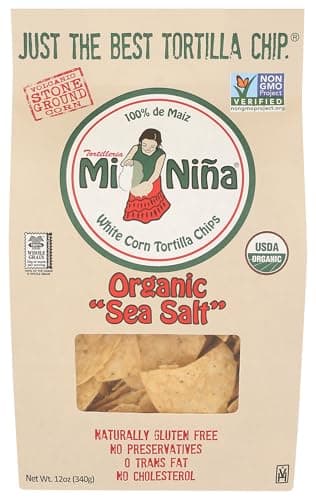 Tortilleria Mi Nina, Chip Tortilla White Corn Sea Salt, 12 Ounce