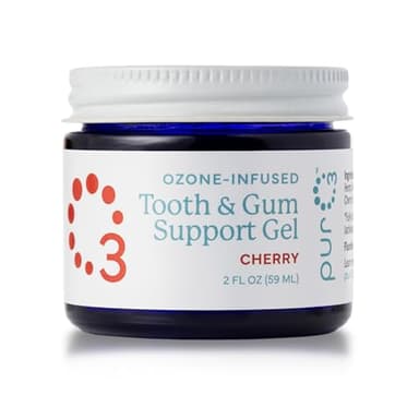 PurO3 Ozone Tooth & Gum Support – Ozonated Organic Olive Oil & Essential Oils for Complete Oral Care & Fresh Breath, Natural Fluoride-Free Solution for Deep Cleaning, Sweet Cherry, 2 Fl Oz Gel