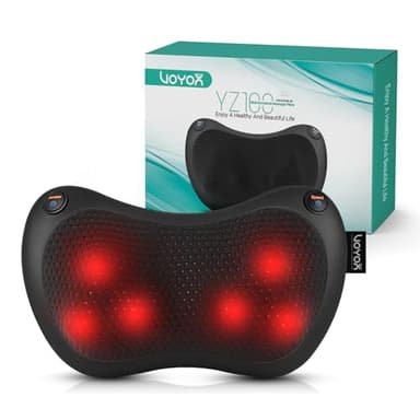 VOYOR-HEALTH Shiatsu Neck and Back Massager with Heat - 3D Kneading Deep Tissue Massage Pillow for Lower Back, Shoulder, Calf, Foot, Use at Home, Car, Office YZ100