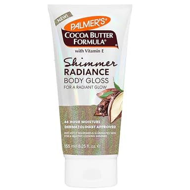 Palmer's Cocoa Butter Formula Shimmer Body Lotion with Vitamin E, 5.25 Fl Oz, Radiance Body Gloss, Help Blur Veins, Cellulite, Marks, 48 Hour Moisture