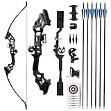 REAWOW Recurve Bow and Arrow Set Adult Archery Bows Kit Survival Longbow Right Hand with 6 Carbon Arrows Target Practice 30/40LBS Outdoor