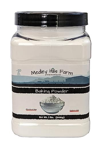 Baking Powder aluminum free by Medley hills farm 2 Lbs. in Reusable Container - Double acting aluminum free baking powder - Kosher - Baking - Made in USA