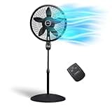 Lasko Oscillating Cyclone Pedestal Fan, Adjustable Height, Timer, Remote Control, 3 Speeds, for Bedroom, Living Room, Home Office, 18", Black, 1843