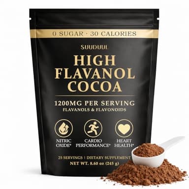 High Flavanol Cocoa Powder 245g, 1200mg Cocoa Flavanols & Flavonoids Per Serving with 600mg Epicatechin, 10X Concentrated Cocoa Extract, Premium Cocoa Powder for Daily Use