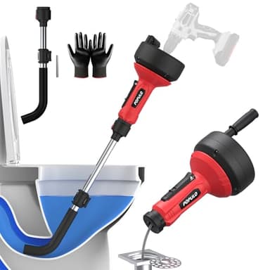 POPULO 17FT Auto Feed Drain Snake, Upgraded Toliet Auger, Plumbing Hair Drain Clog Remover with Extension Tube for Toliet, Shower, Bathtub, Kitchen, Sink，2025 PMDA-G2