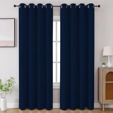 CUCRAF Navy Blue Blackout Curtains 84 inch Length 2 Panels Set, Room Darkening Drapes for Living Room Bedroom, Thermal Insulated Light Blocking Grommet Window Curtain (W52 x L84 Inch)