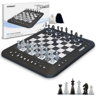 P6 Electronic Chess Board Chess Computer Talking Smart Chess Board Magnetic Electronic Chess Set with LED for Kids & Adults