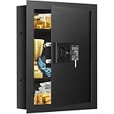 25.6" Tall Fireproof Wall Safes Between the Studs 16" Centers, Heavy Duty Combination Lock in Wall Safe with 3 Removable Shelf, Hidden Safe for Money, Jewelry, Document, Passport