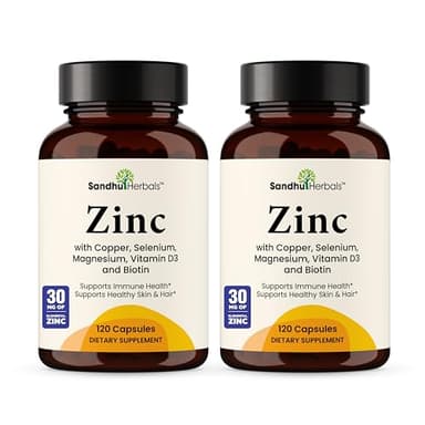 Zinc 30mg With Copper, Selenium & Vitamin D3 | 240 Capsules | Magnesium, Vitamin B6, Biotin | Absorbable Zink Supplements for Men & Women | Chelated Zinc for Immune Health, Skin, Hair, & Nails Support