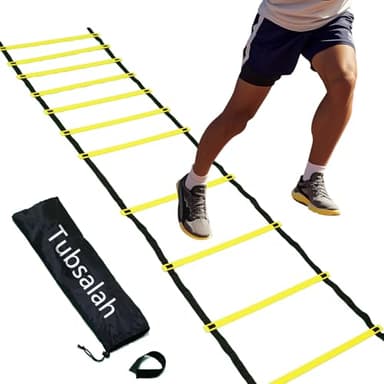 Tubsalah 20ft Adjustable Agility Ladder with Carry Bag – Football Training Equipment & Speed Ladder for Soccer, Basketball – Agility Training Equipment for Footwork Drills