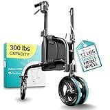 Helavo 3 Wheel Rollator Walker for Seniors, 3 x More Stable, 8" Wheels - Ultra Lightweight Foldable Narrow Walker for Small Spaces, Aluminum Three Wheel Mobility Aid for Indoors and Outdoors