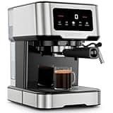 Chefman CraftBrew Espresso Machine, 15-Bar Pump Digital Espresso Maker w/Steam Wand for Latte & Cappuccino, Compact Espresso Coffee Machine w/ 1.8L Removable Water Reservoir - Stainless Steel