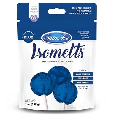 Satin Ice Isomelts for Making Lollipops (Blue) (7oz Pouch) – No Prep Isomalt, Pre-Colored, & Sugar-Free