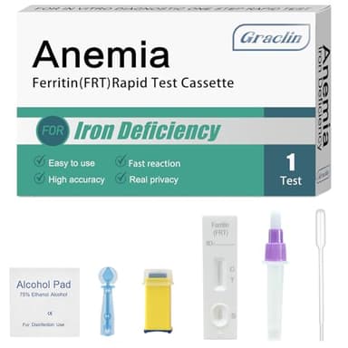 Iron Deficiency Test Kit – at-Home Iron Test Kit for Anemia，Accurate & Easy to Monitor Iron Levels, Suitable for Both Children and Adults.