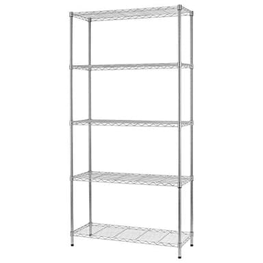 BestOffice | 5-Tier Wire Storage Shelves | 36x14x72 | Chrome | with Adjustable Racks | Heavy-Duty Metal Shelf, Holds Upto 1000 lbs | No-Tool Assembly | Ideal for Home & Garage Shelving