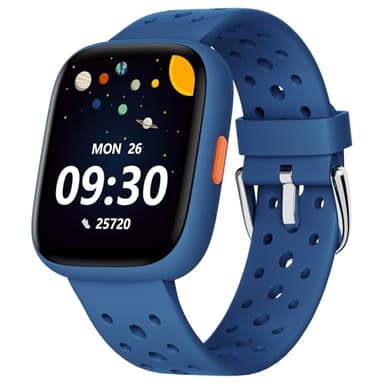 BIGGERFIVE Smart Watch for Kids No APP No Phone Needed, 1.8" Fitness Tracker Watch Pedometer, Heart Rate, Sleep Monitor, IP68 Waterproof, Step Counter, Puzzle Games for Girls Boys Teens 5-16, Blue