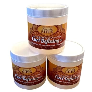 Generic Simply Shea Curl Defining Gel with Organic Shea Butter (Paraben-free) - Frizz Control and Moisturizing Gel for Curly Hair (Pack of 3) 6 Oz, Clear