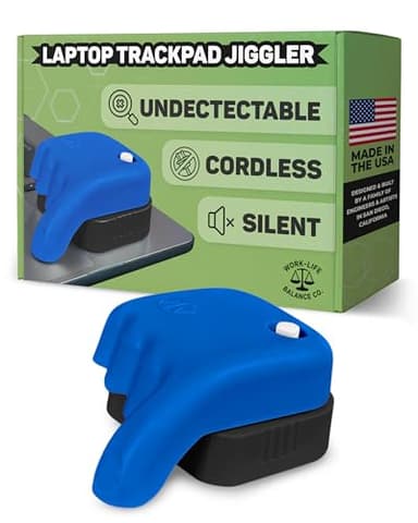 Work-Life Balance Randomized Mouse Trackpad Jiggler - Undetectable Mechanical Moving Device for Laptop, Cordless Device, Automatic Shaker to Keep Screen Active for WFH, Remote Work Essential - Blue